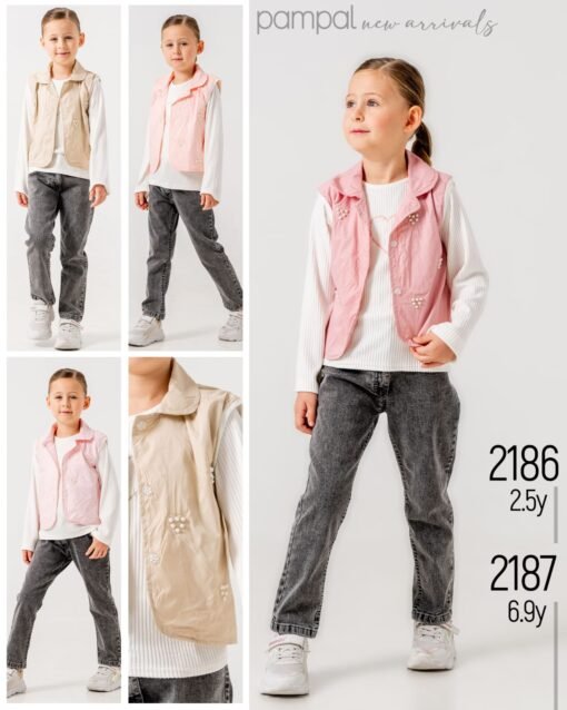**"Gilet Enfant Élégant avec Broderie – Léger et Tendance pour Toutes Saisons"** 😊