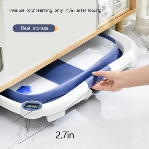 Baignoire Bébé, Pliable Ultra Compacte avec thermomètre intégré et coussin - Image 8